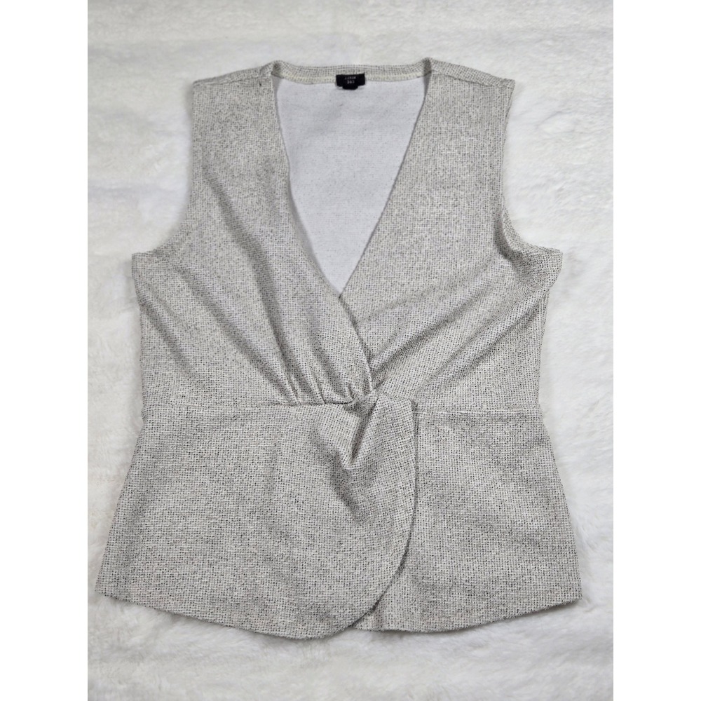 J.Crew 365‎ Womens Grey Textured Knit Wrap Peplum Sleeveless Top S Office Career